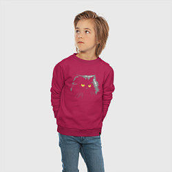 Свитшот хлопковый детский Грозовой, кошак пушистый, цвет: маджента — фото 2