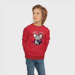 Свитшот хлопковый детский Грозовой, кошак сфинкс, цвет: красный — фото 2