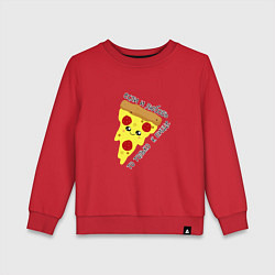 Свитшот хлопковый детский Если любовь,то только к пицце, цвет: красный