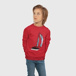 Свитшот хлопковый детский Парусник, цвет: красный — фото 2