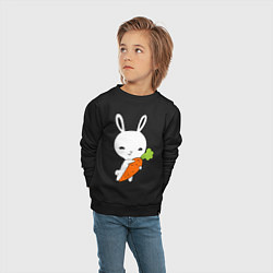 Свитшот хлопковый детский Зайчик с морковкой, цвет: черный — фото 2