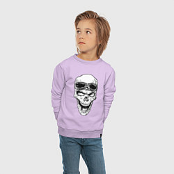 Свитшот хлопковый детский Skull and glasses, цвет: лаванда — фото 2