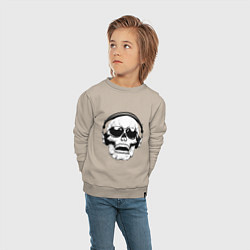 Свитшот хлопковый детский Skull Music lover, цвет: миндальный — фото 2