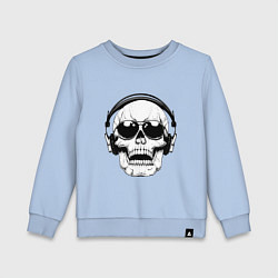 Свитшот хлопковый детский Skull Music lover, цвет: мягкое небо