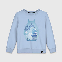 Свитшот хлопковый детский Тоторо Миядзаки, цвет: мягкое небо
