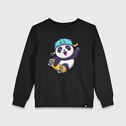 Свитшот хлопковый детский Панда скейтер, цвет: черный