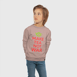 Свитшот хлопковый детский Make tea not war, цвет: пыльно-розовый — фото 2