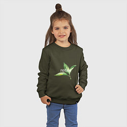 Свитшот хлопковый детский Reflex листья, цвет: хаки — фото 2