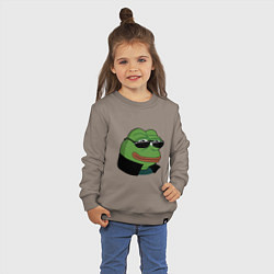 Свитшот хлопковый детский Pepe в очках EZ, цвет: утренний латте — фото 2