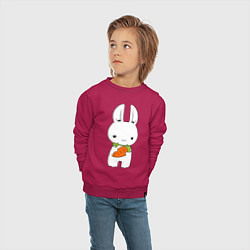 Свитшот хлопковый детский Зайчик с морковкой, цвет: маджента — фото 2