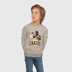 Свитшот хлопковый детский LeBron - Lakers, цвет: миндальный — фото 2