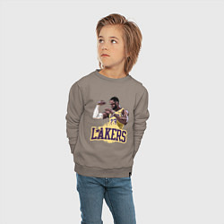 Свитшот хлопковый детский LeBron - Lakers, цвет: утренний латте — фото 2