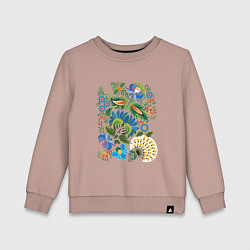 Свитшот хлопковый детский Славянский орнамент, цвет: пыльно-розовый