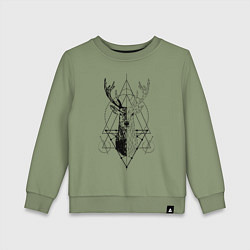 Свитшот хлопковый детский Polygonal deer, цвет: авокадо