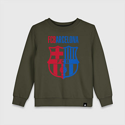 Свитшот хлопковый детский Barcelona FC, цвет: хаки