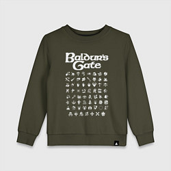 Свитшот хлопковый детский BALDURS GATE, цвет: хаки