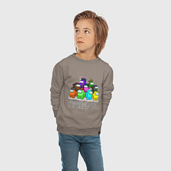 Свитшот хлопковый детский AMONG US - большая компания!, цвет: утренний латте — фото 2