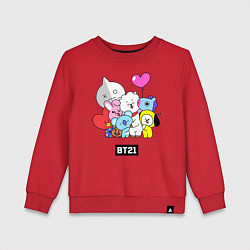 Свитшот хлопковый детский BT21, цвет: красный