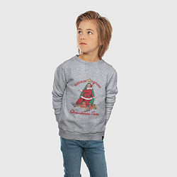 Свитшот хлопковый детский Rockin Santa, цвет: меланж — фото 2