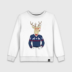 Свитшот хлопковый детский Hipster Deer, цвет: белый