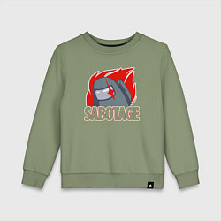 Свитшот хлопковый детский Among Us sabotage амонг ас саботаж, цвет: авокадо
