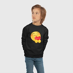 Свитшот хлопковый детский Смайлик с сердечком, цвет: черный — фото 2