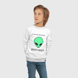 Свитшот хлопковый детский Я инопланетянин, цвет: белый — фото 2