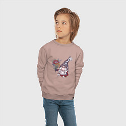 Свитшот хлопковый детский Девочка-гном, цвет: пыльно-розовый — фото 2