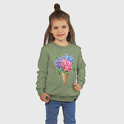 Свитшот хлопковый детский Букет цветов в рожке, цвет: авокадо — фото 2