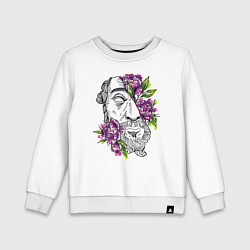 Свитшот хлопковый детский Sculpture and flowers, цвет: белый