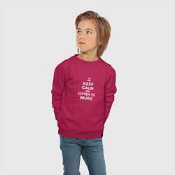 Свитшот хлопковый детский Keep Calm and Listen To Music, цвет: маджента — фото 2