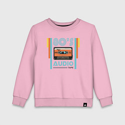 Свитшот хлопковый детский 80s Audio Tape Кассета, цвет: светло-розовый