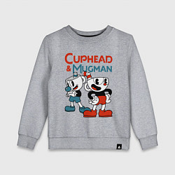Свитшот хлопковый детский Cuphead & Mugman, цвет: меланж