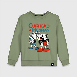 Свитшот хлопковый детский Cuphead & Mugman, цвет: авокадо