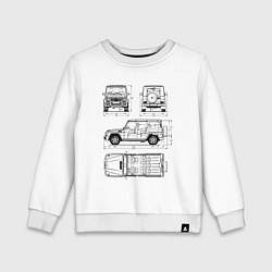 Свитшот хлопковый детский MERCEDES-BENZ G-CLASS СХЕМА, цвет: белый
