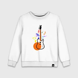 Свитшот хлопковый детский Цветная гитара, цвет: белый