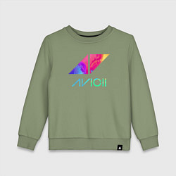 Свитшот хлопковый детский AVICII RAIBOW, цвет: авокадо