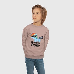 Свитшот хлопковый детский Gangsta pony, цвет: пыльно-розовый — фото 2