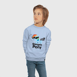 Свитшот хлопковый детский Gangsta pony, цвет: мягкое небо — фото 2