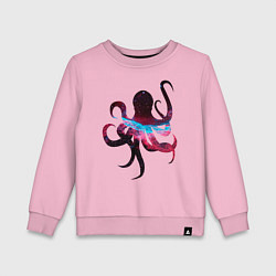 Свитшот хлопковый детский Space Octopus, цвет: светло-розовый