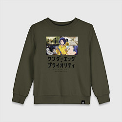Свитшот хлопковый детский Приоритет чудо-яйца, цвет: хаки