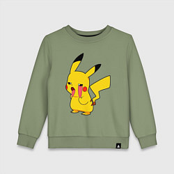 Свитшот хлопковый детский Уставший Пикачу, цвет: авокадо