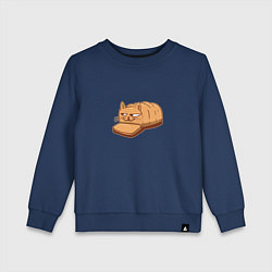 Свитшот хлопковый детский Кот хлеб - Bread Cat, цвет: тёмно-синий