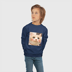 Свитшот хлопковый детский Мем про котов, цвет: тёмно-синий — фото 2
