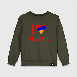 Свитшот хлопковый детский I Love Armenia, цвет: хаки