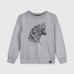 Свитшот хлопковый детский Чёрно белый рисунок тигра, цвет: меланж