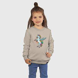 Свитшот хлопковый детский Единорог с крыльями, цвет: миндальный — фото 2