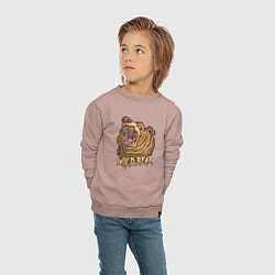 Свитшот хлопковый детский Дикий медведь, цвет: пыльно-розовый — фото 2