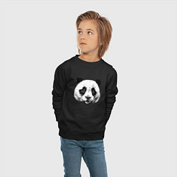Свитшот хлопковый детский Голова панды, цвет: черный — фото 2
