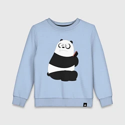 Свитшот хлопковый детский Возмущенная панда, цвет: мягкое небо